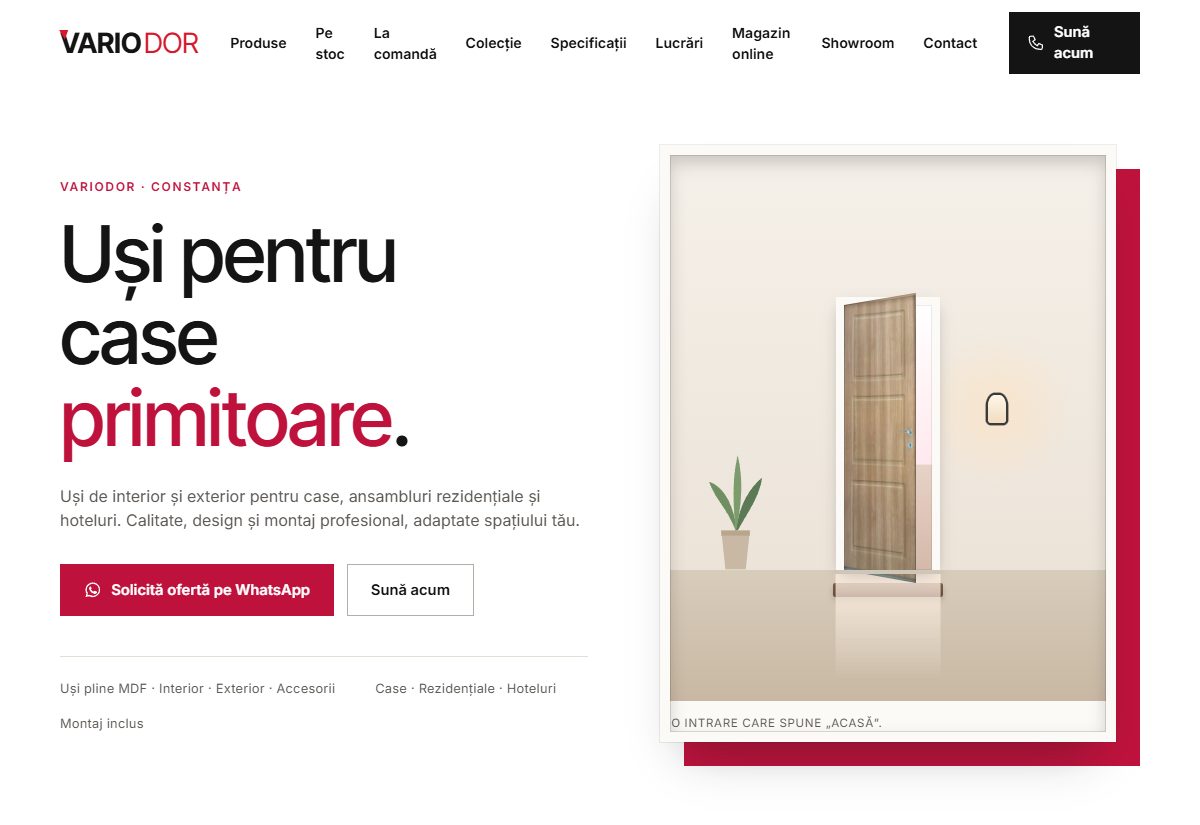 Site-ul VarioDor, uși de interior și exterior din Constanța